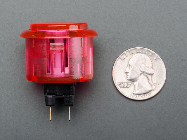 Arcade Button - 30mm Translucent Pink