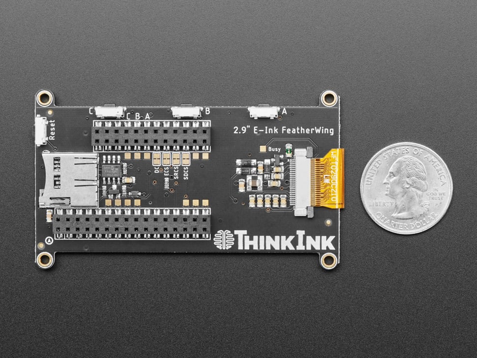 Adafruit 2.9" Grayscale eInk / ePaper Display FeatherWing