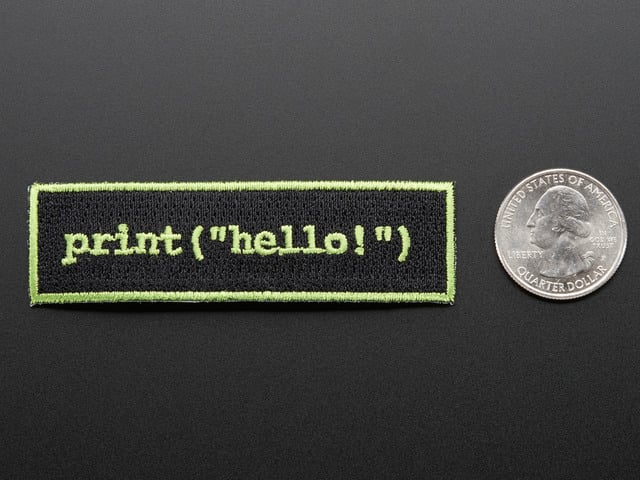 Learn to program "Hello world" - Skill badge, iron-on patch