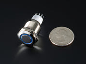 Rugged Metal Pushbutton with Blue LED Ring