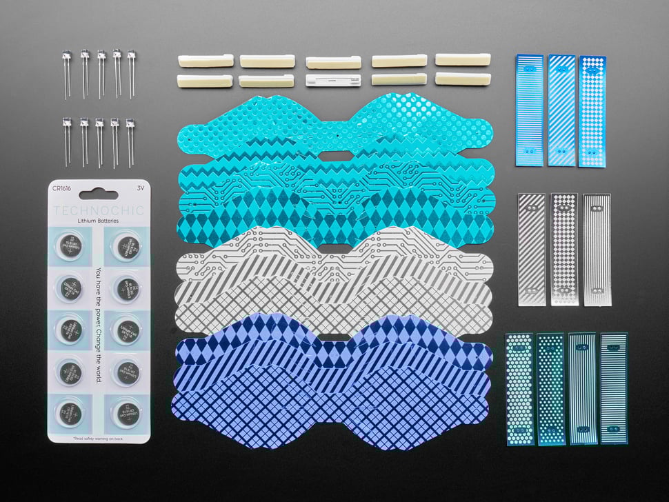 DIY Light Up Blinky Bow Ties Kit - 10 Pack in Blue Shades