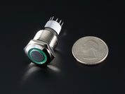 Rugged Metal On/Off Switch with Green LED Ring