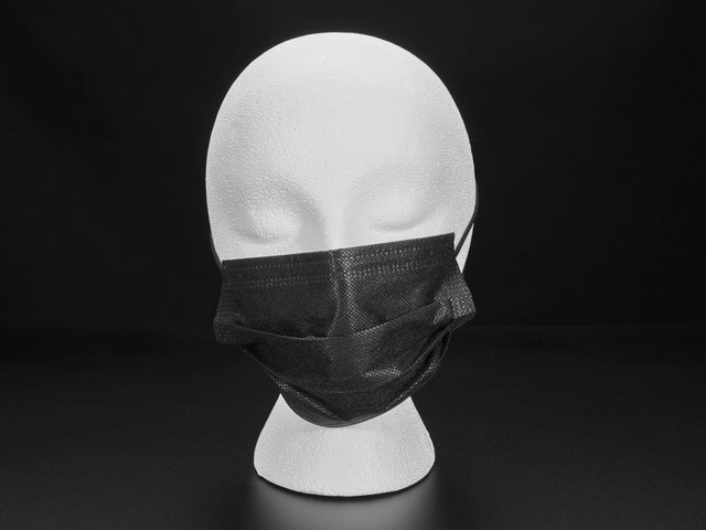 Standard Adult Disposable Masks - Black Surgical-Style - 50 pk