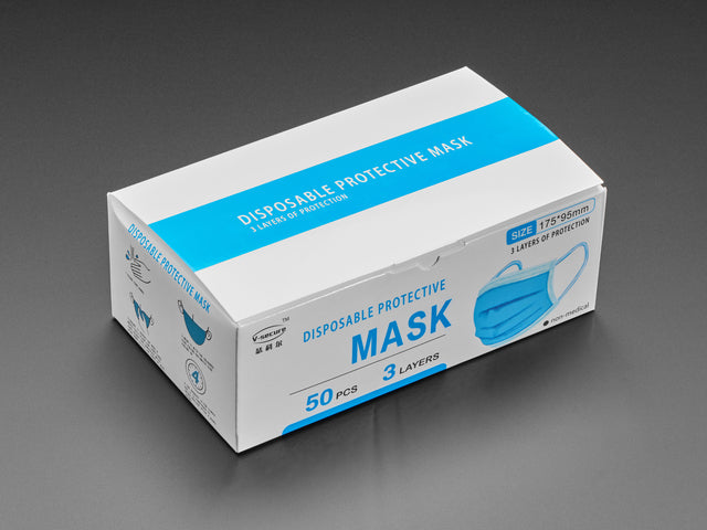 Standard Adult Disposable Masks - Black Surgical-Style - 50 pk