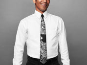 Circuit board necktie "Resistor" - Black with silver ink, narrow