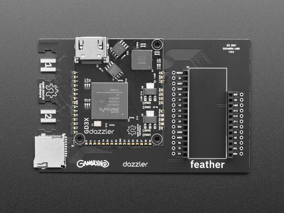 Gameduino 3X Dazzler for Feather M4 by Excamera Labs