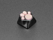 Black Aluminum Kitty Paw Keycap with Pink Silicone Toes