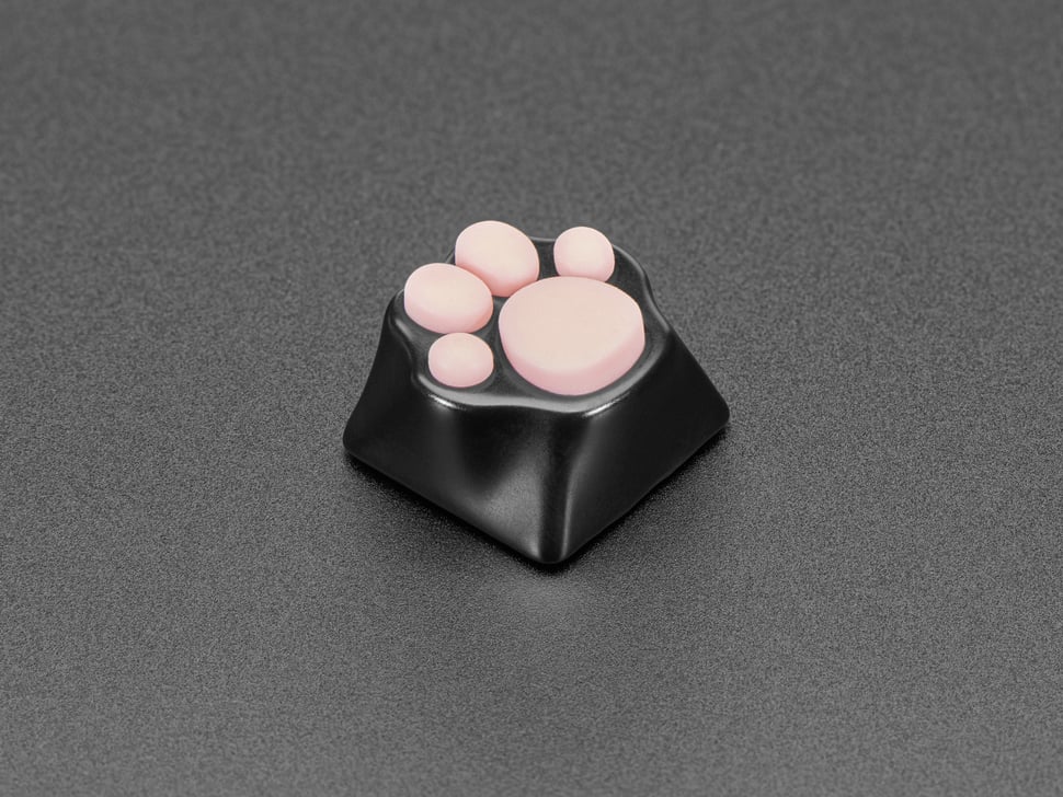 Black Aluminum Kitty Paw Keycap with Pink Silicone Toes