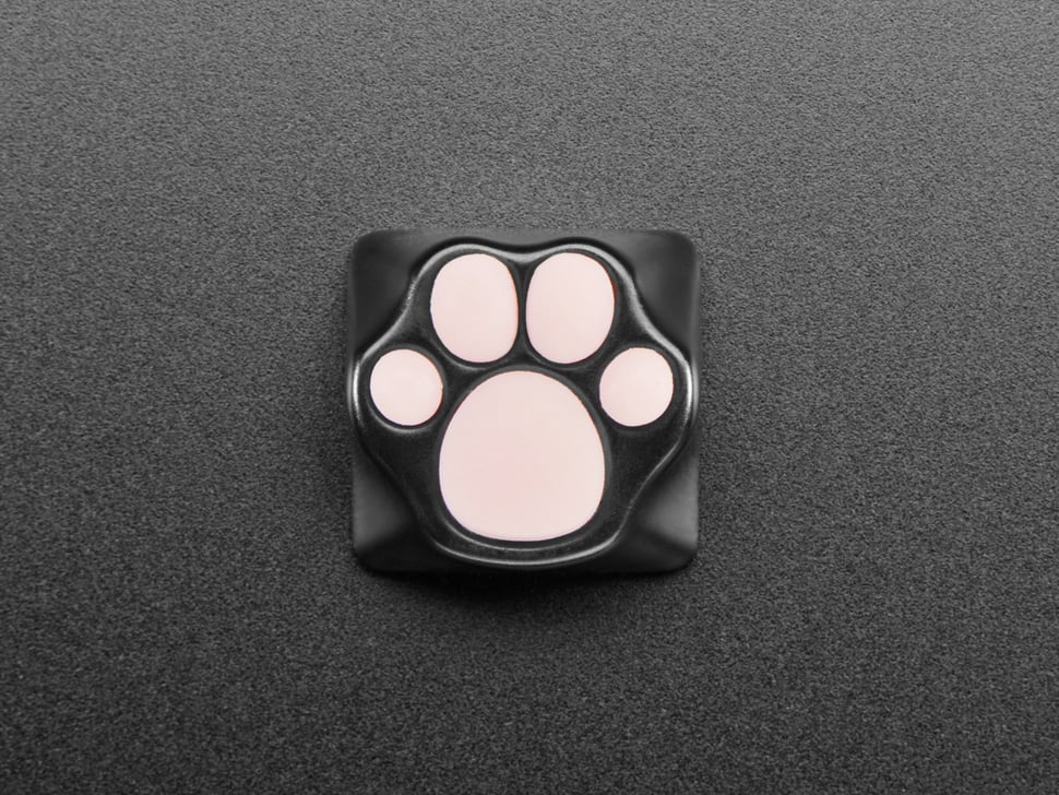 Black Aluminum Kitty Paw Keycap with Pink Silicone Toes