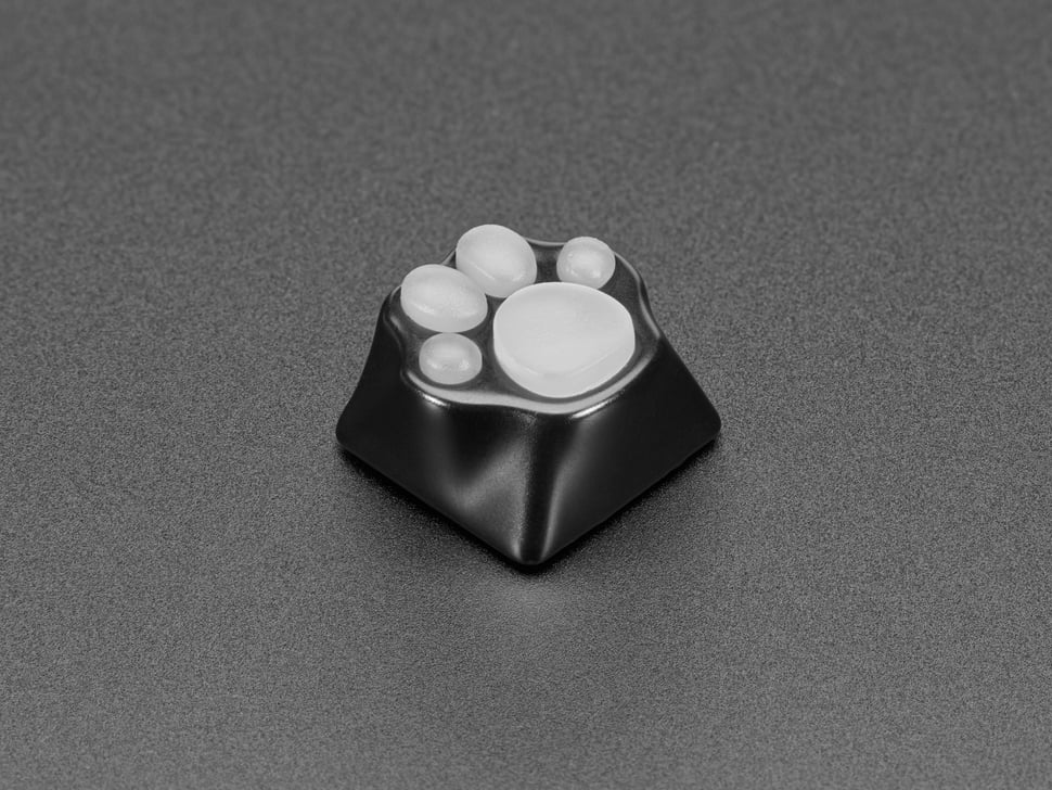 Black Aluminum Kitty Paw Keycap with Translucent Silicone Toes