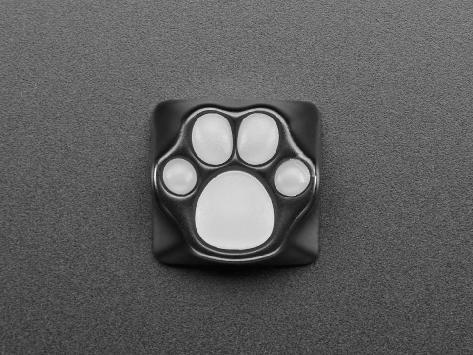 Black Aluminum Kitty Paw Keycap with Translucent Silicone Toes