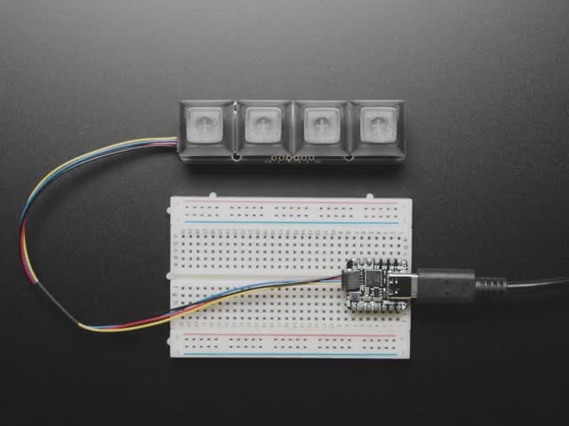 NeoKey 1x4 QT I2C - Four Mechanical Key Switches with NeoPixels