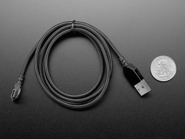 Woven USB Cable with USB Type A to Right Angle USB Type C