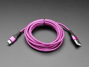 Pink and Purple Woven USB A to USB C Cable - 2 meters long