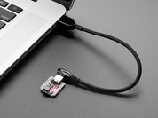 Black Woven Right Angle USB C to  USB A Cable - 0.2m long