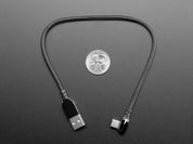 Black Woven Right Angle USB C to  USB A Cable - 0.2m long