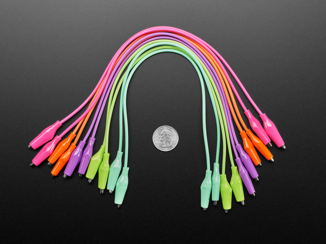 Colorful Clips - Tropical Alligator Test Clip Leads - 10 Pieces