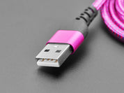 Pink and Purple Woven USB A to USB C Cable - 1 meter long