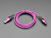Pink and Purple Woven USB A to USB C Cable - 1 meter long
