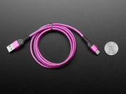 Pink and Purple Woven USB A to USB C Cable - 1 meter long