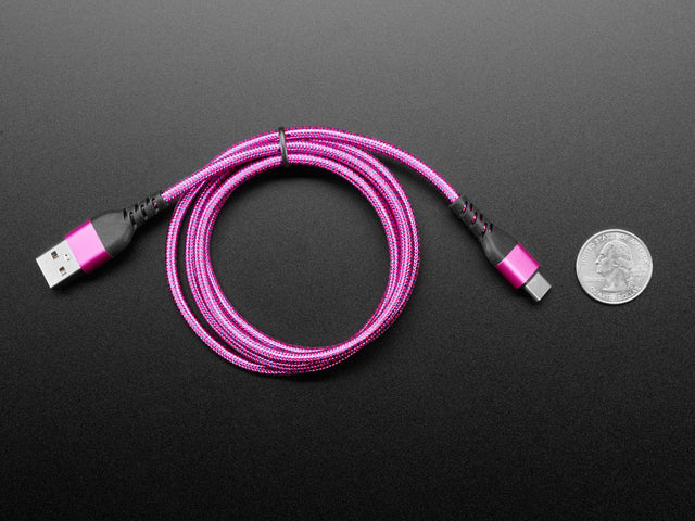 Pink and Purple Woven USB A to USB C Cable - 1 meter long