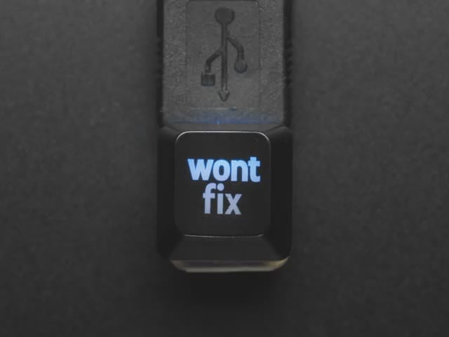 Etched Glow-Through Keycap with "wont fix" Text
