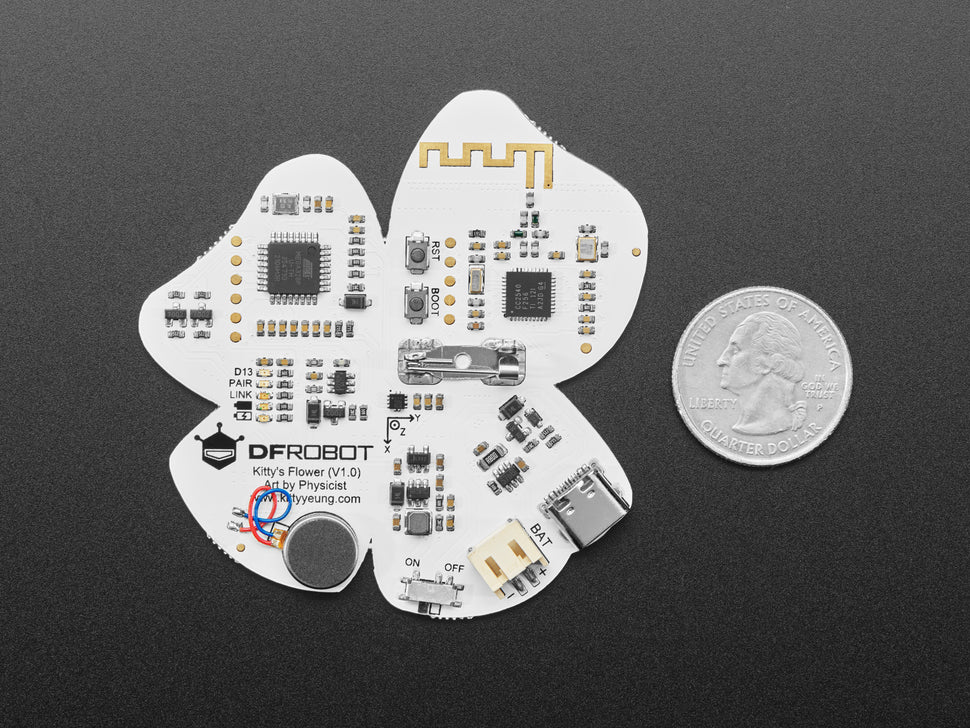 Kitty's Flowers - Pair of Bluetooth Wearable Brooches