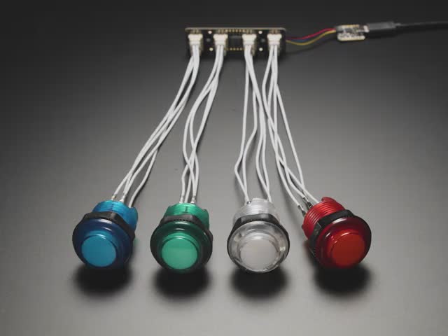 Adafruit LED Arcade Button 1x4 - STEMMA QT I2C Breakout