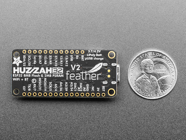 Adafruit ESP32 Feather V2 -  8MB Flash + 2 MB PSRAM