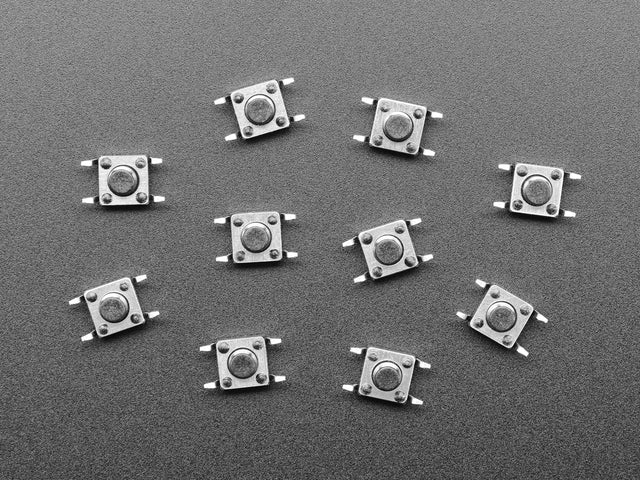 Reverse Mount Tactile Switch Buttons - 6mm square - 10 Pack