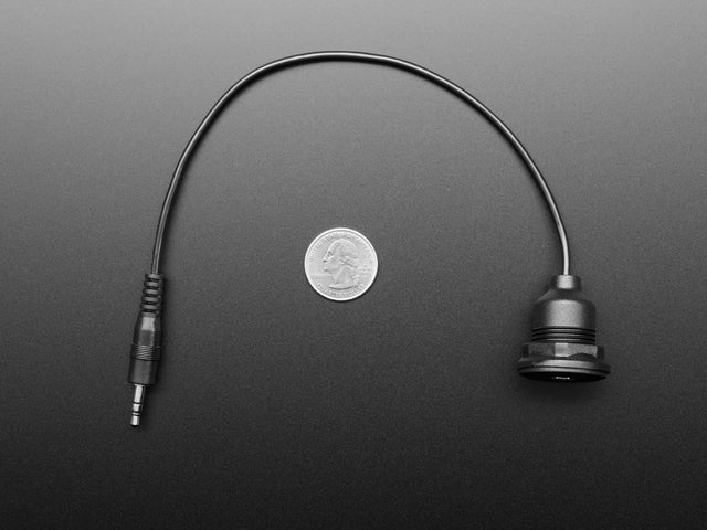 Round Panel Mount Stereo Audio Extension Cable - 1/8" / 3.5mm
