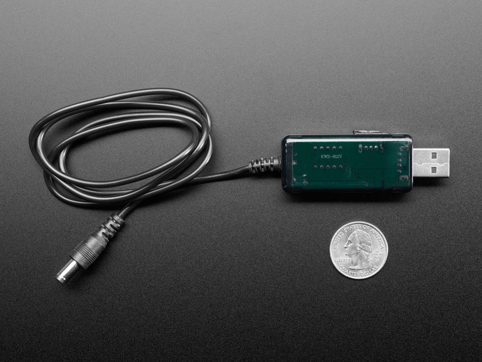 USB to 5.5mm/2.1mm DC Booster Cable - 9V or 12V Output