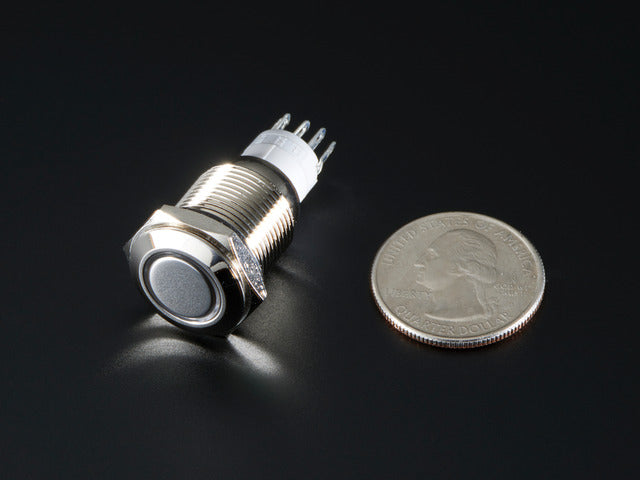 Rugged Metal Pushbutton with White LED Ring