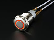 Rugged Metal Pushbutton with Red LED Ring