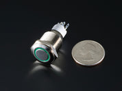 Rugged Metal Pushbutton with Green LED Ring