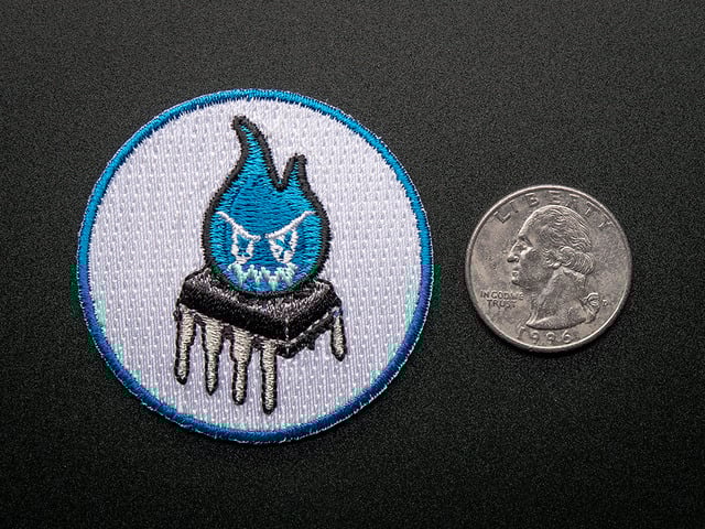 Sparky the Magic Blue Smoke Monster - Skill badge, iron-on patch