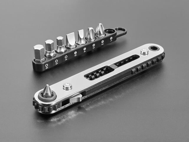 Thin Right Angle Ratchet Wrench Set with 9 Bits