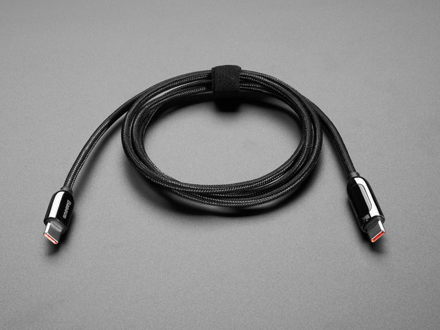 USB C to USB C Cable w/ 100W Watt Display - 1 meter Black Woven