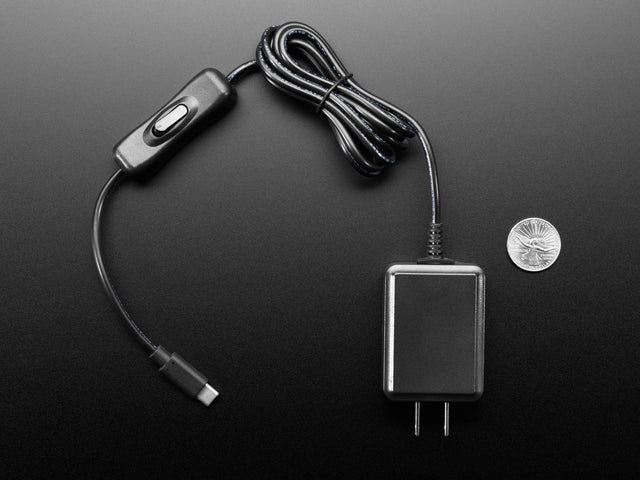 Vertical Wall Power Supply with USB C - 5V 3A Output and Switch