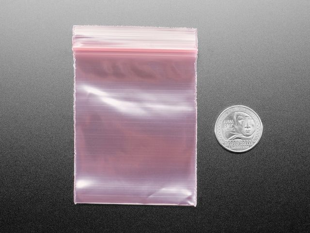 Pink Anti-Static Zip Top Bag - 2" x 3.5" - 100 Pack