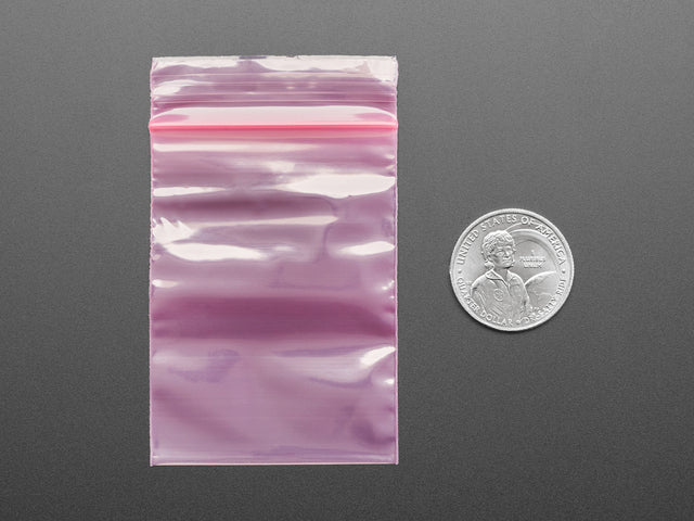 Small Pink Anti-Static Zip Top Bag - 2" x 3" - 100 Pack