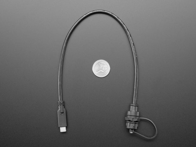 USB C Small Round Panel Mount Extension Cable