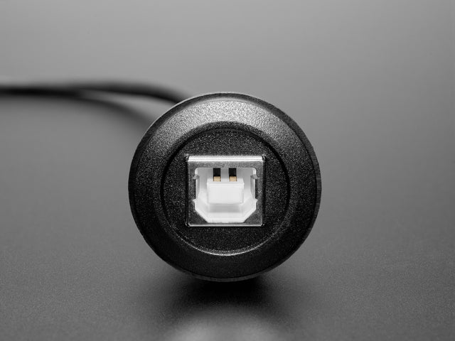 Round Panel Mount USB Cable - USB-B Socket to USB-C Plug
