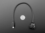 Round Panel Mount USB Cable - USB-B Socket to USB-C Plug