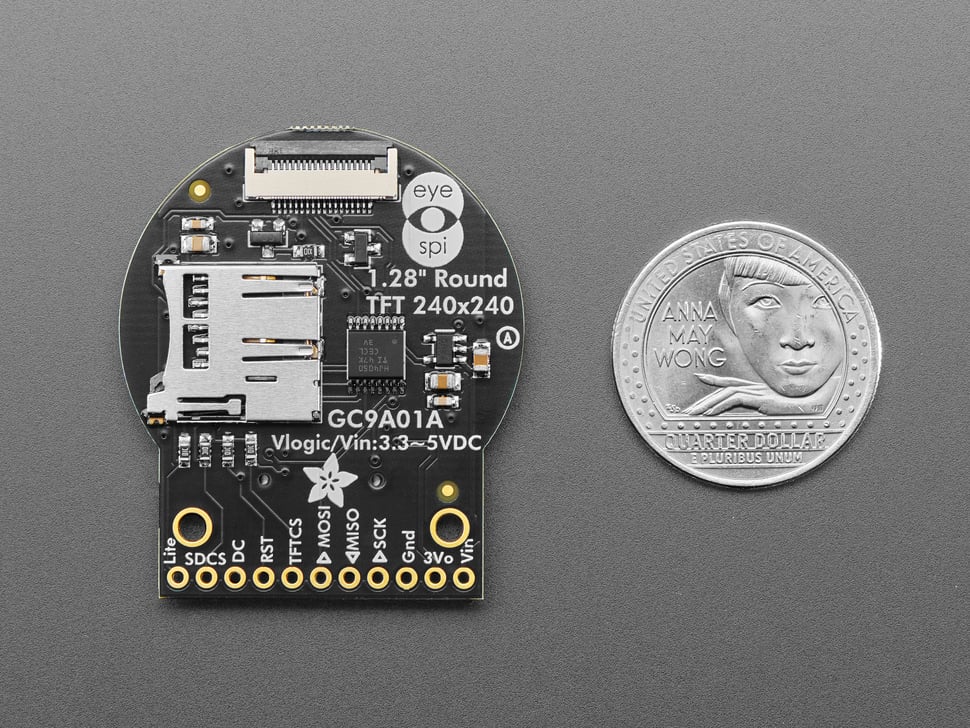 Adafruit 1.28" 240x240 Round TFT LCD Display with MicroSD