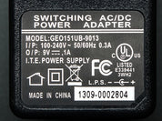 9 VDC 1000mA regulated switching power adapter - UL listed