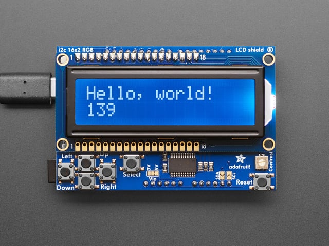 RGB LCD Shield Kit w/ 16x2 Character Display - Only 2 pins used!