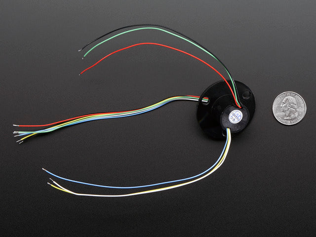 Slip Ring with Flange - 22mm diameter, 6 wires, max 240V @ 2A