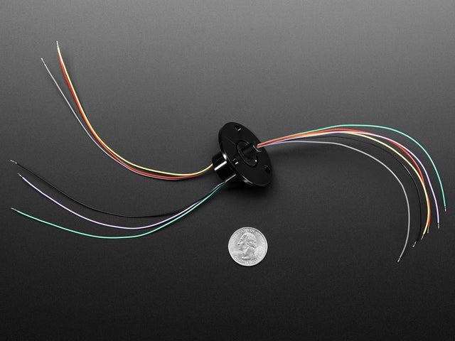 Slip Ring with Flange - 22mm diameter, 6 wires, max 240V @ 2A