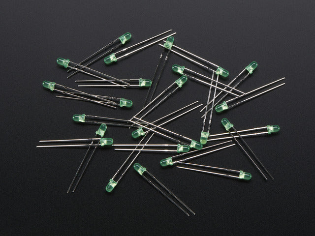 Diffused Green 3mm LED (25 pack)